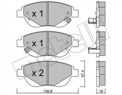 Комплект тормозных колодок Metelli 22-0948-1 (фото 1)