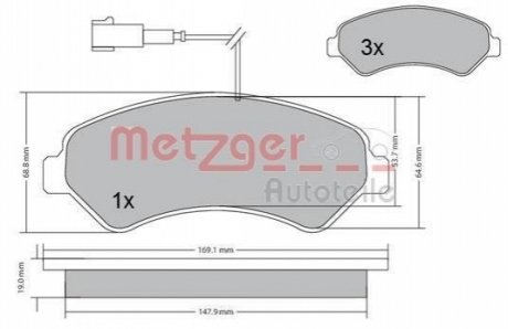 Колодки тормозные (передние) Citroen Jumper/Fiat Ducato/Peugeot Boxer 06- R16 (с датчиком) 1170248