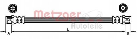 Шланг тормозной (задний) Citroen C5/Peugeot 407 04- (R) (L=660mm) METZGER 4110224 (фото 1)