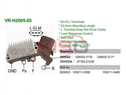 Реле регулятор генератора MOBILETRON VR-H2005-65 (фото 1)