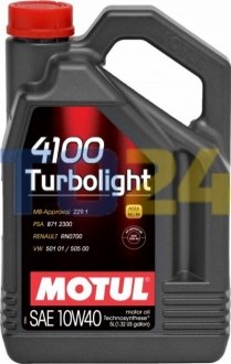 Моторна олива 4100 Turbolight SAE 10W40 (4L) MOTUL 387607 (фото 1)