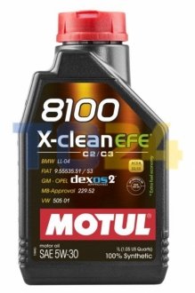 Масло моторное MOTUL 8100 X-clean EFE SAE 5W30 (1L) 814001