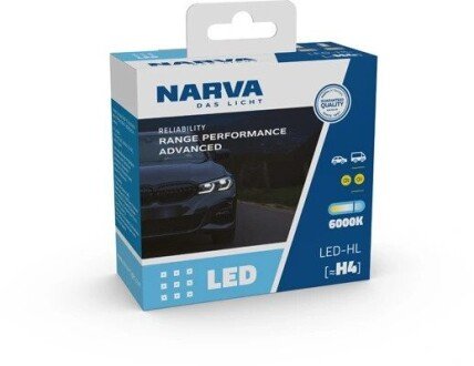 Лампа світлодіодна LED H4 12/24V Range Performance  Advanced 19W 6000K (комплект) (вир-во Narva) 181878100