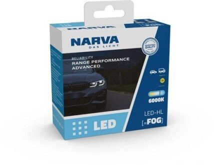 Лампа світлодіодна LED Fog H8/H11/H16 12/24V Range Performance Advanced (комплект) (вир-во Narva) 182188100