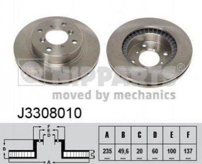 Гальмівний диск (передній) NIPPARTS J3308010 (фото 1)