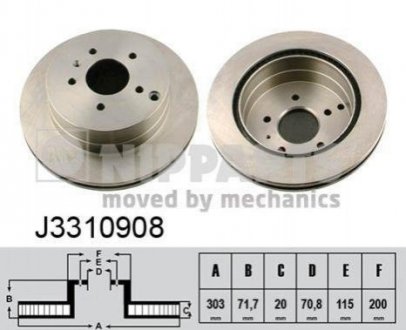 Тормозной диск (задний) NIPPARTS J3310908 (фото 1)