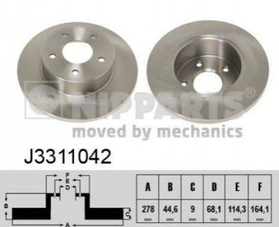 Тормозной диск (задний) NIPPARTS J3311042 (фото 1)