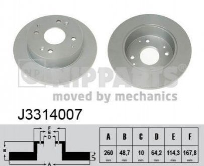 Тормозной диск (задний) NIPPARTS J3314007 (фото 1)