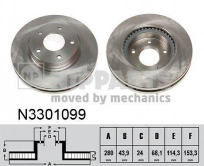 Гальмівний диск (передній) NIPPARTS N3301099 (фото 1)