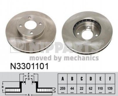 Гальмівний диск (передній) NIPPARTS N3301101 (фото 1)