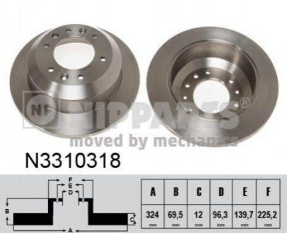 Тормозной диск (задний) NIPPARTS N3310318 (фото 1)
