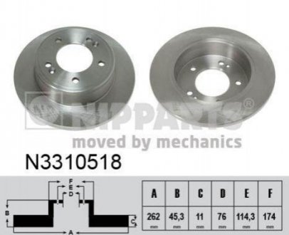 Тормозной диск (задний) NIPPARTS N3310518 (фото 1)