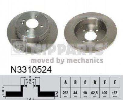 Тормозной диск (задний) NIPPARTS N3310524 (фото 1)
