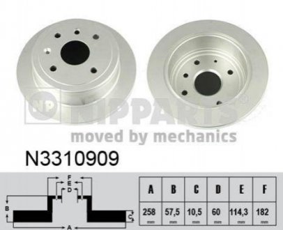 Тормозной диск (задний) NIPPARTS N3310909 (фото 1)