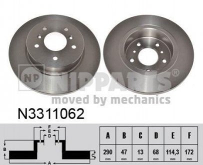 Тормозной диск (задний) NIPPARTS N3311062 (фото 1)