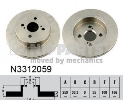 Тормозной диск (задний) NIPPARTS N3312059 (фото 1)