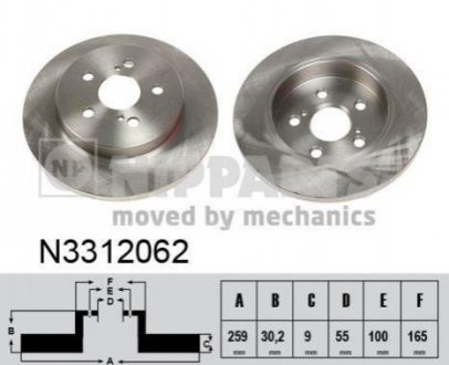 Тормозной диск (задний) NIPPARTS N3312062 (фото 1)