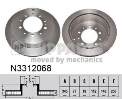 Тормозной диск (задний) NIPPARTS N3312068 (фото 1)