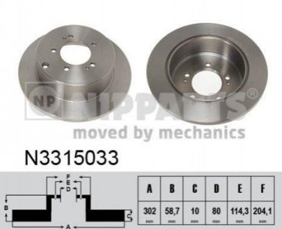 Тормозной диск (задний) NIPPARTS N3315033 (фото 1)