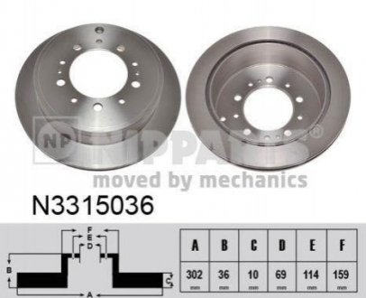 Тормозной диск (задний) NIPPARTS N3315036 (фото 1)