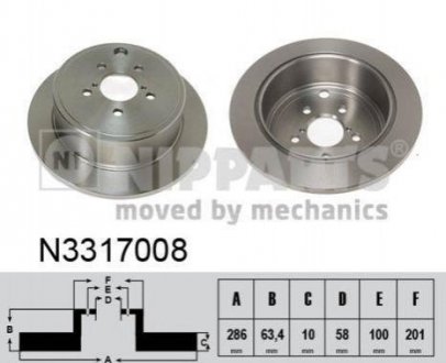 Тормозной диск (задний) NIPPARTS N3317008 (фото 1)