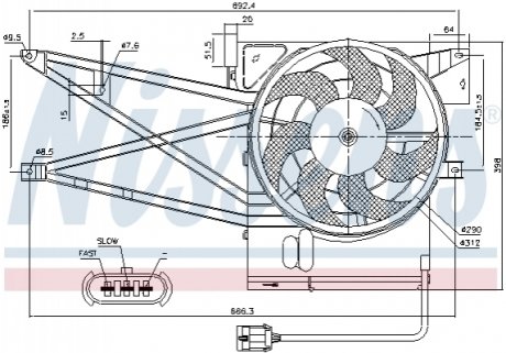 Вентилятор радиатора OPEL VECTRA B (95-) 1.6-2.0 (пр-во Nissens) 85017