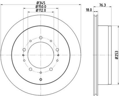 Диск гальмівний задній на Toyota Land Cruiser 4.5, 4.6, 4.7, 5.7 (08-) NISSHINBO NISSHINBO ND1029K (фото 1)