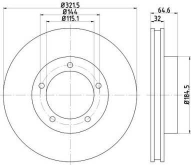 Диск гальмівний передній Toyota Land Cruiser 80 4.2 (92-97) (ND1056K) NISSHINBO