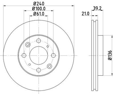 Диск гальмівний передній Honda Jazz 1.2, 1.3, 1.5 (02-08) (ND8022) NISSHINBO