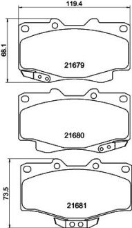 Колодки тормозные дисковые передние Toyota Hilux, Fortuner 2.4, 2.5, 3.0 (01-05) NISSHINBO NISSHINBO NP1003 (фото 1)