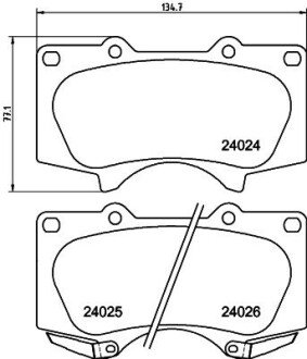 Колодки тормозные дисковые передние Toyota Land Cruiser 200 4.0WD (12-17)/ Toyota Land Cruiser Prado 2.7, 3.5, 4.0 (10-17) NISSHINBO NP1162 (фото 1)