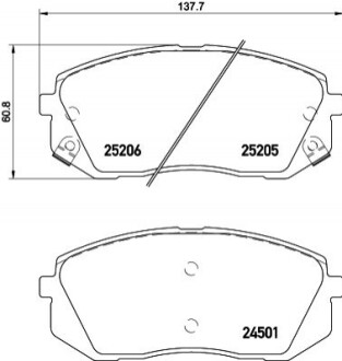 Комплект гальмівних колодокHYUNDAI/KIA SONATA VI/VII/TUCSON/OPTIMA "F "12>> NISSHINBO NP6145 (фото 1)