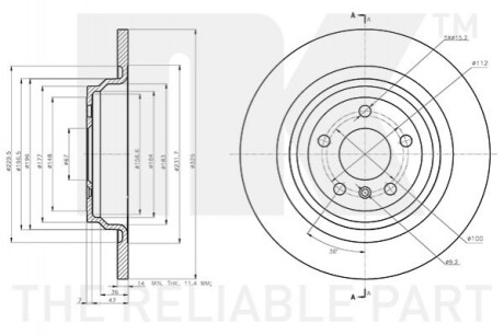 Диск гальмівний (задній) MB M-class (W166) 11-15/GLE (W166) 15- (325x14) PRO+ NK 3133146 (фото 1)