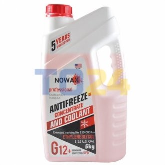NOWAX ANTIFREEZEE Concentrate G12+ RED Антифриз Концентрат 5Kg (4шт./уп.) NX05004