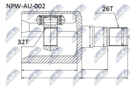 ШАРНІР РІВНИХ КУТОВИХ ШВИДКОСТЕЙ | ATM 6-SPEED VW GOLF V/VI 03-, TOURAN 03-, PASSAT 05-, SKODA OCTAVIA II NPWAU002