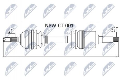 ПІВВІСЬ | CITROEN SAXO 96-03, AX -98, PEUGEOT 106 96-03 /ПРАВ 3 БОЛТ/ NPWCT001