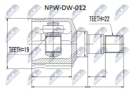 ШАРНІР РІВНИХ КУТОВИХ ШВИДКОСТЕЙ | DAEWOO KALOS 1.2 02-, CHEVROLET SPARK 1.0 00-, AVEO 1.2 04- NPWDW012