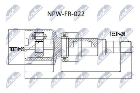 ШАРНІР РІВНИХ КУТОВИХ ШВИДКОСТЕЙ | FORD MONDEO CA2 07-, FORD S-MAX/GALAXY 06- /ПРАВ/ NPWFR022