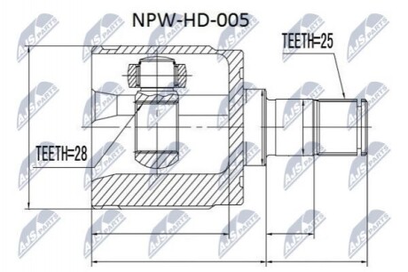 ШАРНІР РІВНИХ КУТОВИХ ШВИДКОСТЕЙ | HONDA JAZZ 02- /ЛІВ/ NPWHD005