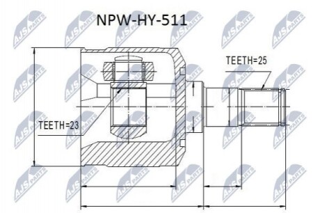 ШАРНІР РІВНИХ КУТОВИХ ШВИДКОСТЕЙ | HYUNDAI LANTRA/ELANTRA 96-06, MATRIX BE 01-06, COUPE 96-00 Л/П NPWHY511