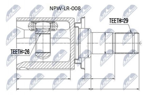 ШАРНІР РІВНИХ КУТОВИХ ШВИДКОСТЕЙ | LAND ROVER DISCOVERY III/IV 05-10-, RANGE ROVER SPORT I/II 05-10- /ЛІВ/ NPWLR008