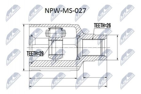 ШАРНІР РІВНИХ КУТОВИХ ШВИДКОСТЕЙ | MITSUBISHI OUTLANDER 4WD CU2 02-06 Л/П NPWMS027