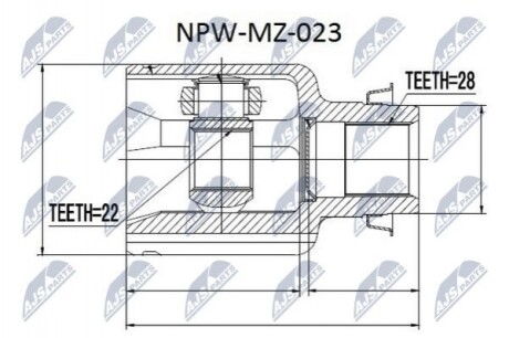 ШАРНІР РІВНИХ КУТОВИХ ШВИДКОСТЕЙ | MAZDA 323 BA 94-, MX-3 EC 91-98, XEDOS-6 CA 92-, 3 BK /ATM/ 1.6 03- Л/П NPWMZ023