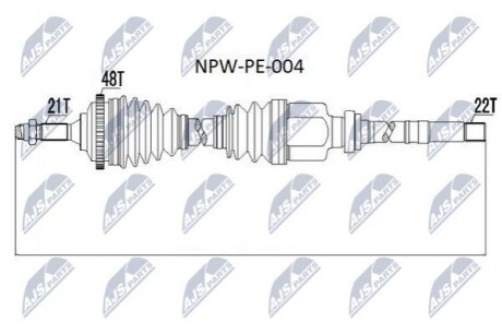 ПІВВІСЬ | PEUGEOT 206 1.1,1.4 98-,1.6 98-00,1.4HDI 01- /ПРАВ/ NPWPE004