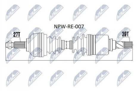 ПІВВІСЬ | RENAULT TRAFFIC III 2.0DCI 06-13, 2.5DCI 08- /ЛІВ/ NPWRE007