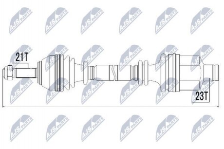 Піввісь права (на шплінт) Renault Clio II 1.1/1.2/16V/1.4/16V/1.5dCi/1.6/1.9D/dTi 98-, Kangoo 1.2/16V/1.4/1.5dCi/1.6 16V/1.9D/dTi 98- L:754/A:21/K:23/ABS:26 NPW-RE-014