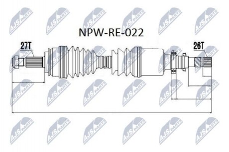 ПІВВІСЬ | RENAULT KANGOO 1.5DCI,1.6 08- /ПРАВ/ NPWRE022