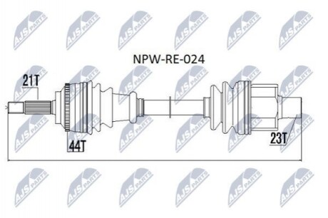 ПІВВІСЬ | RENAULT MEGANE I 1.4,1.6,1.9D/TD/DTI,2.0 95-02, MEGANE SCENIC 1.4,1.6,1.9D/TD/DTI,2.0 96-03 /ПРАВ/ NPWRE024