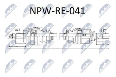 ПІВВІСЬ | RENAULT MASTER FWD 2.3DCI 11-, OPEL MOVANO 2.3CDTI 11-, NISSAN NV400 2.3DCI 11- /ЛІВ/ NPWRE041