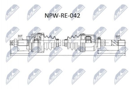 ПІВВІСЬ | RENAULT MASTER FWD 2.3DCI 11-, OPEL MOVANO 2.3CDTI 11-, NISSAN NV400 2.3DCI 11- /ПРАВ/ NPWRE042